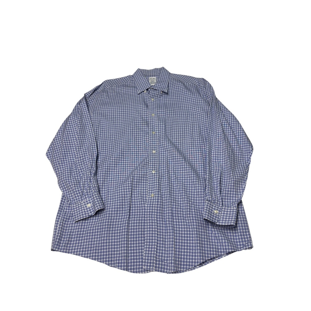 Vintage Brooks Brothers Makers Mens 17-5 Relaxed Fit Gingham‎ Cotton Shirt  USA